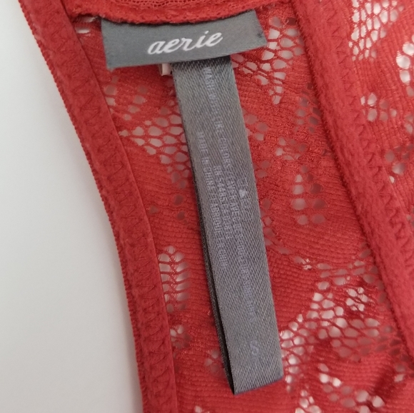Aerie S Brick Red Stretchy Lace Bralette Pullover Lined Triangle Bust - Picture 7 of 9
